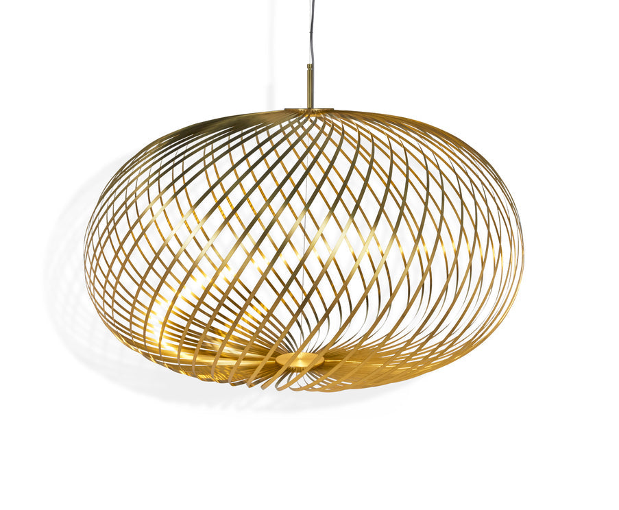 Tom Dixon Spring Large Pendant in polished brass, level 3 illuminated