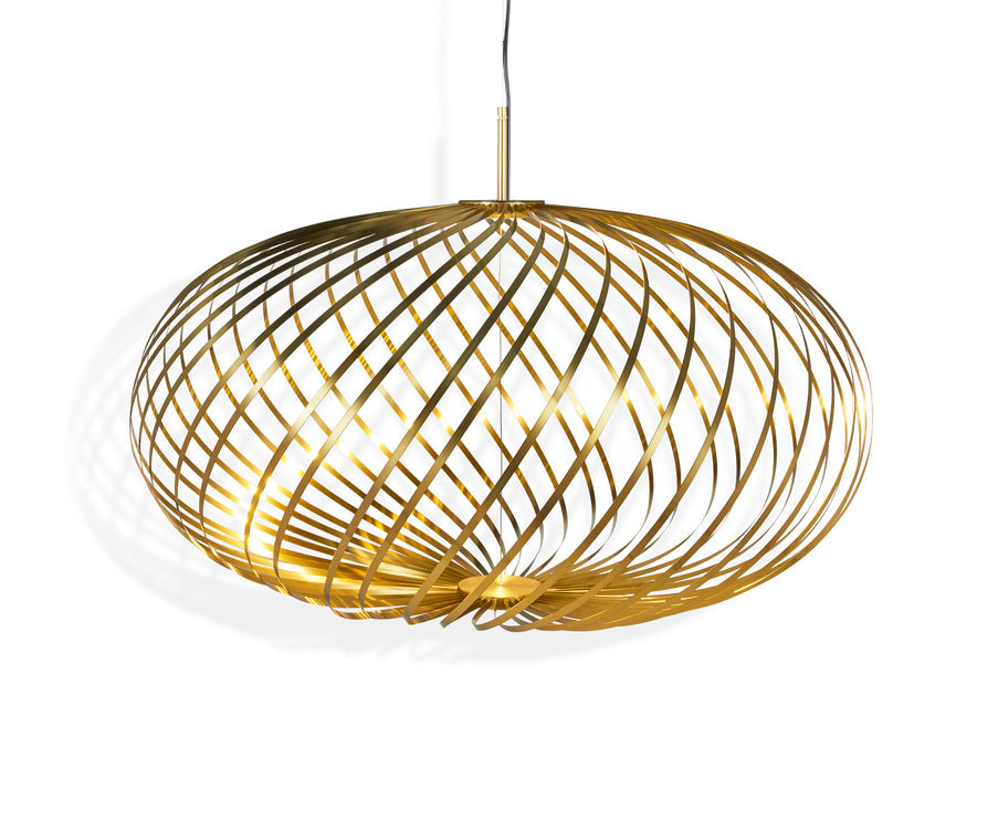 Tom Dixon Spring Medium Pendant in polished brass, level 3 illuminated