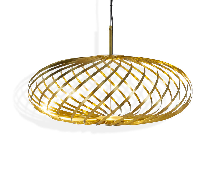 Tom Dixon Spring Small Pendant in polished brass, level 3 illuminated