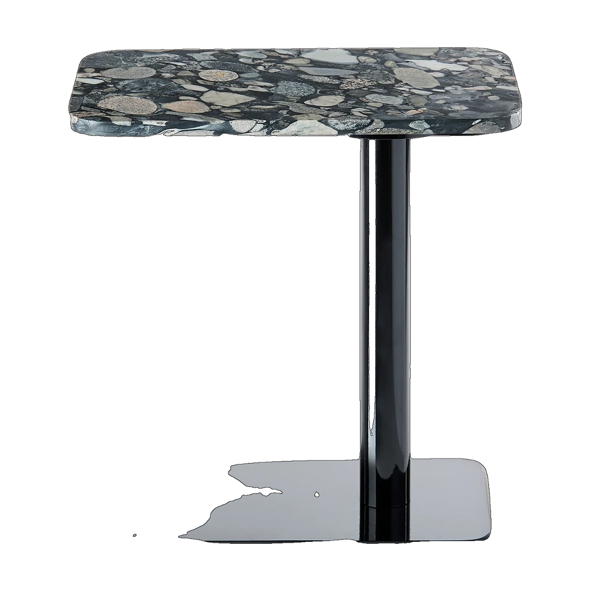 Tom Dixon Stone Rectangle Table Pebble Marble and Black Polished Steel