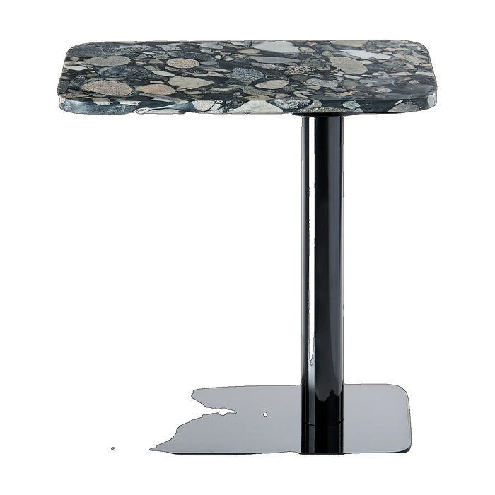 Tom Dixon Stone Rectangle Table Pebble Marble and Black Polished Steel