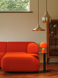 Tom Dixon Unbeaten Flat Pendant in a red modern living room