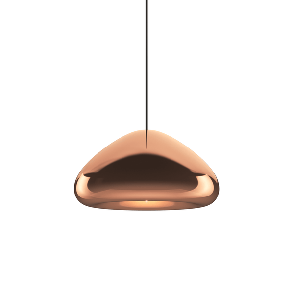 Tom Dixon Void Medium Pendant in polished copper, illuminated
