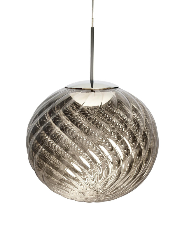 Tom Dixon Whirl Dichroic Large Pendant illuminated on a white background