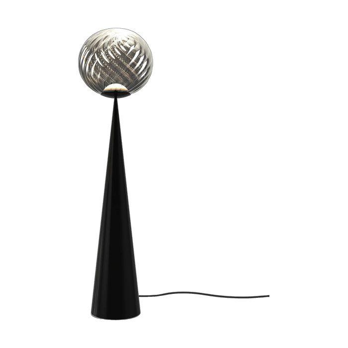 Whirl Fat Cone Floor Light with Black Hardware and Silver Shade by Tom Dixon