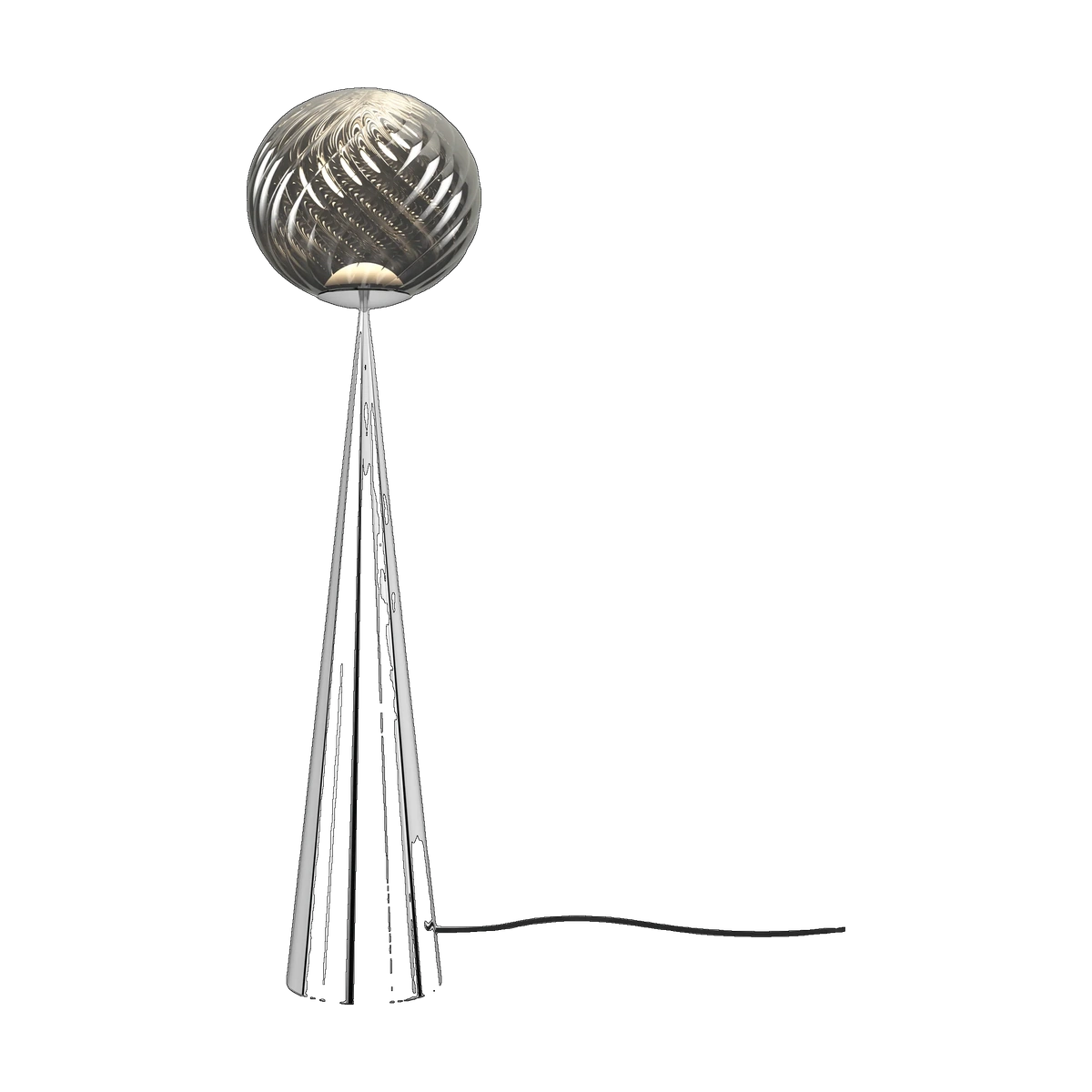 Whirl Fat Cone Floor Light with Silver Hardware and Silver Shade by Tom Dixon