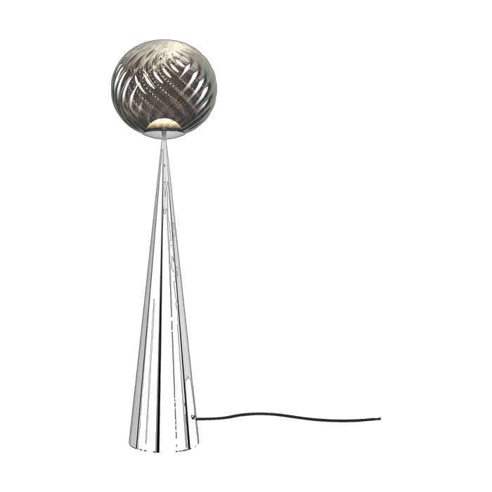 Whirl Fat Cone Floor Light with Silver Hardware and Silver Shade by Tom Dixon