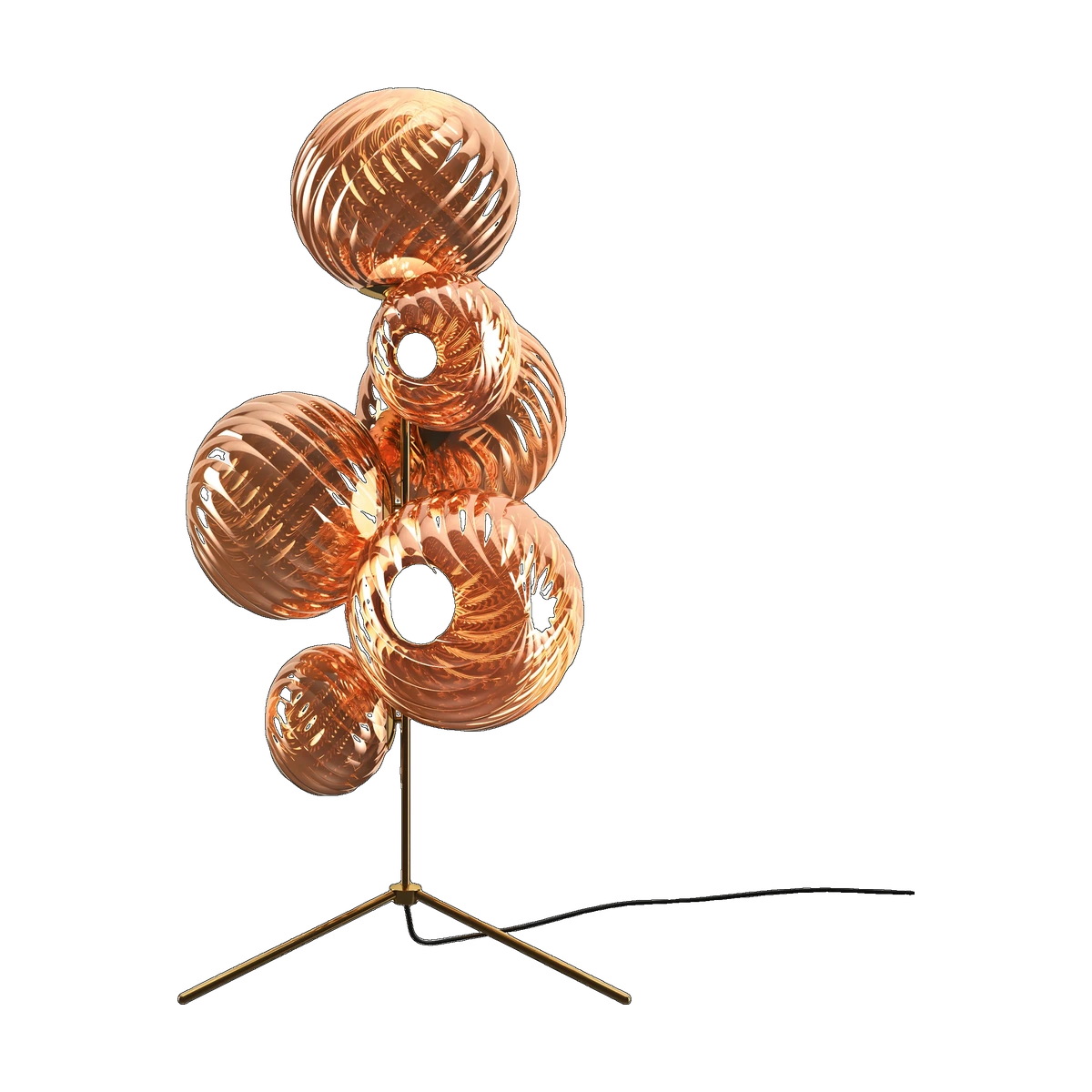 Whirl Floor Chandelier in Copper Polished Polycarbonate by Tom Dixon