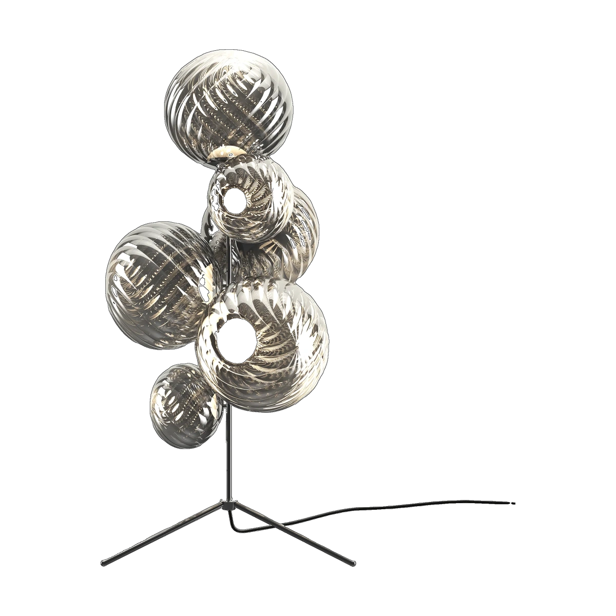 Whirl Floor Chandelier in Silver Polished Polycarbonate by Tom Dixon