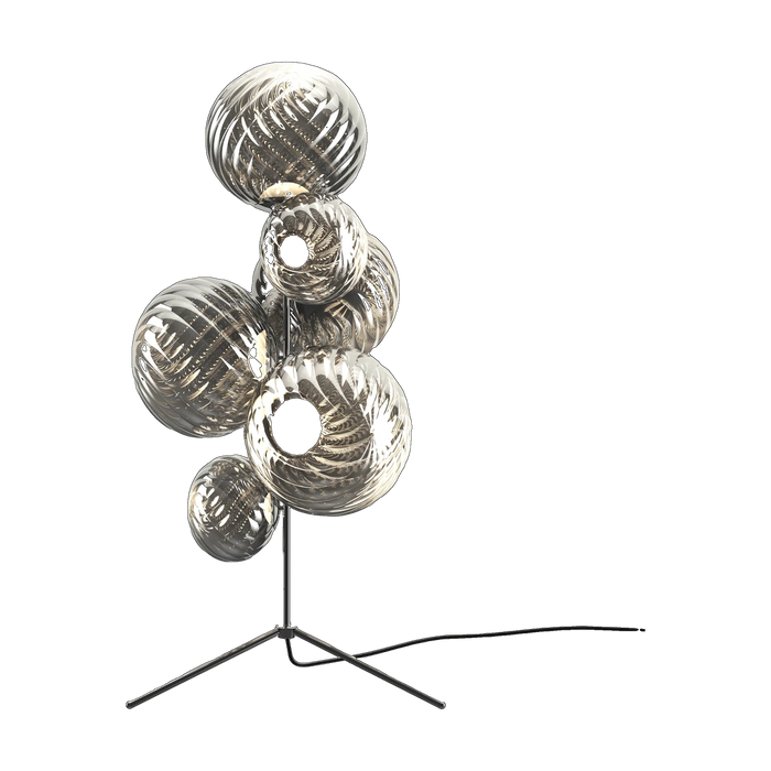Whirl Floor Chandelier in Silver Polished Polycarbonate by Tom Dixon