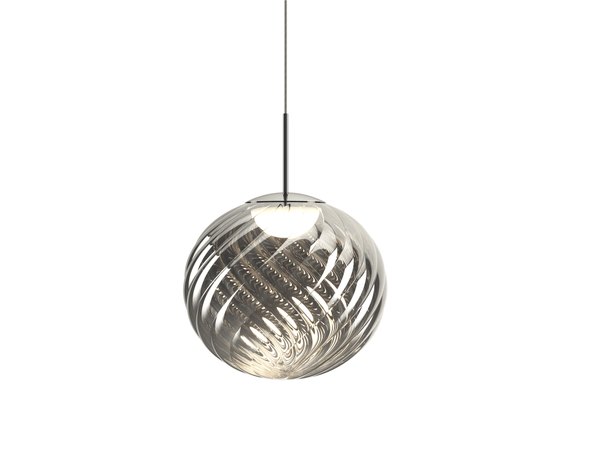 Tom Dixon Whirl Large Pendant in silver, illuminated