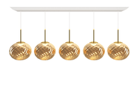 Tom Dixon Whirl Linear Pendant System in gold, illuminated