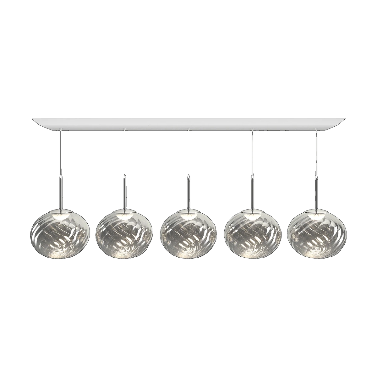 Whirl Linear Pendant System, Silver Polished Polycarbonate by Tom Dixon