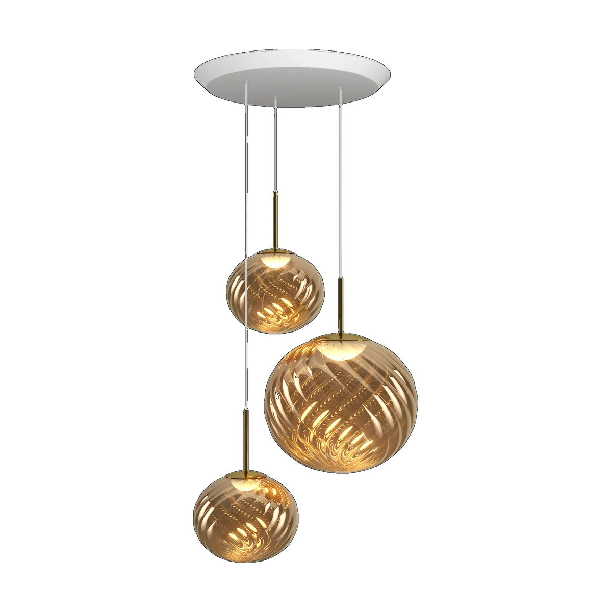 Whirl Trio-Round Pendant System, Gold Polished Polycarbonate by Tom Dixon