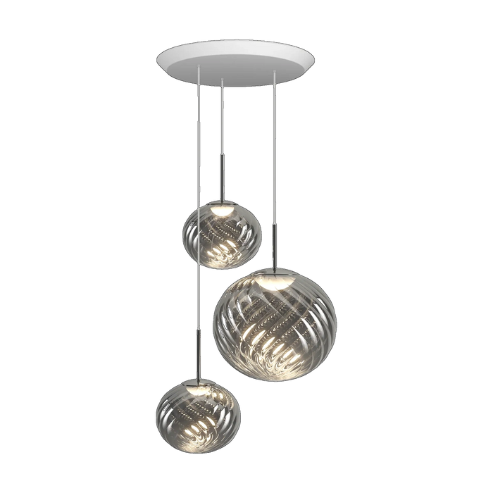 Whirl Trio-Round Pendant System, Silver Polished Polycarbonate by Tom Dixon