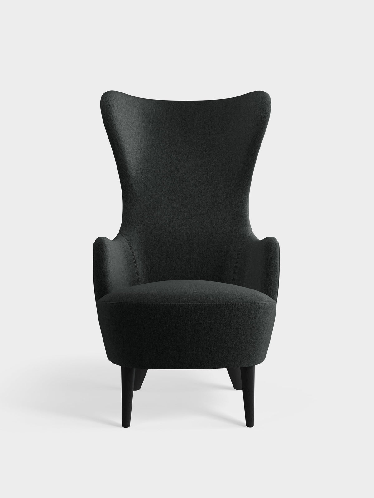 Wingback Chair Dark Grey Kvadrat Melange Nap Wool