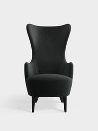 Wingback Chair Dark Grey Kvadrat Melange Nap Wool