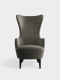 Wingback Chair Grey Kvadrat Melange Nap Wool