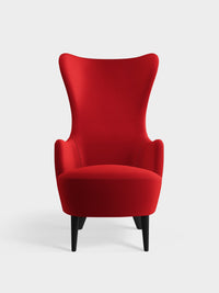 Wingback Chair Orange Red Kvadrat Hero 2 Wool