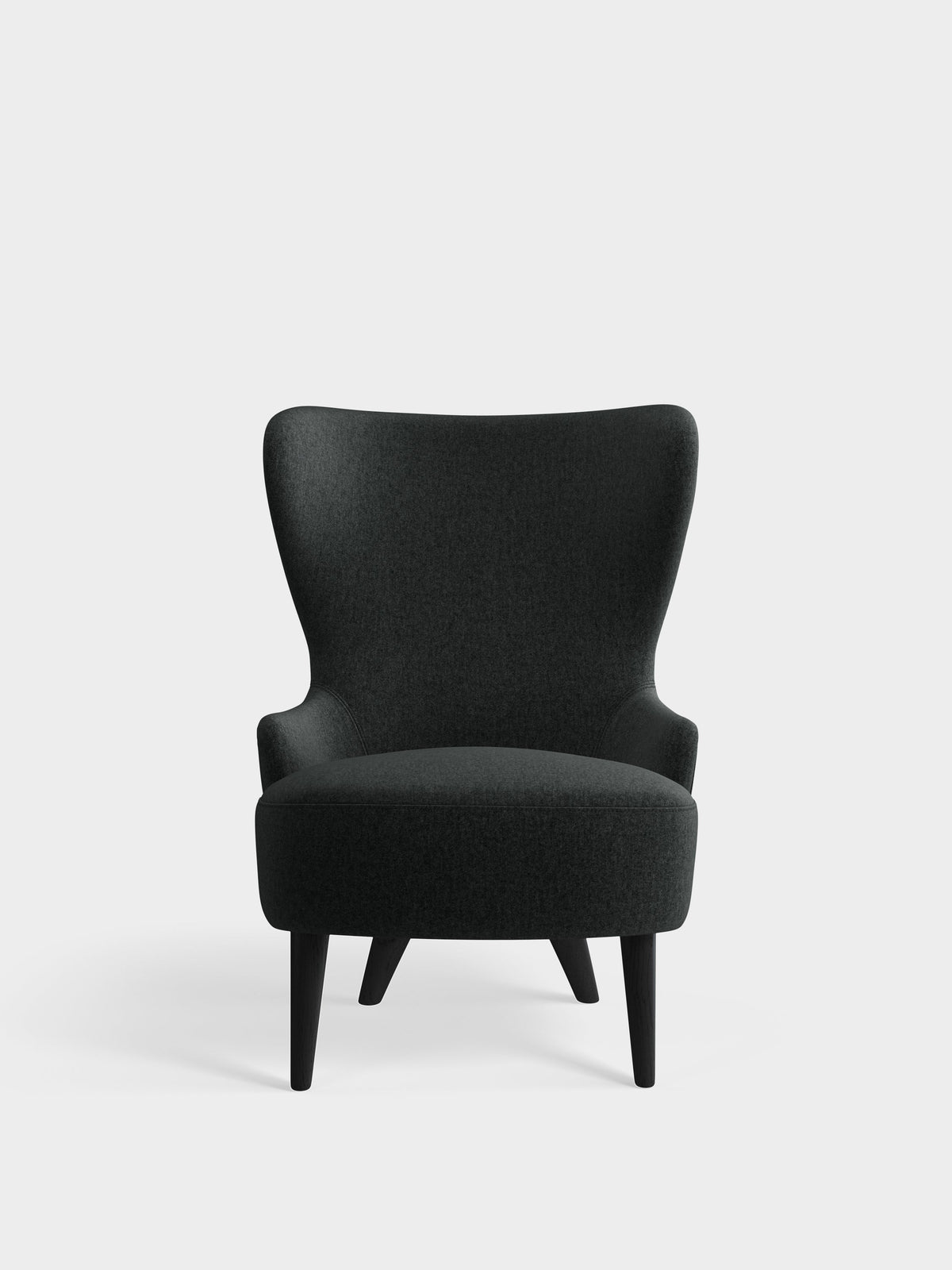 Wingback Micro Chair Dark Grey Kvadrat Melange Nap Wool