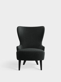 Wingback Micro Chair Dark Grey Kvadrat Melange Nap Wool