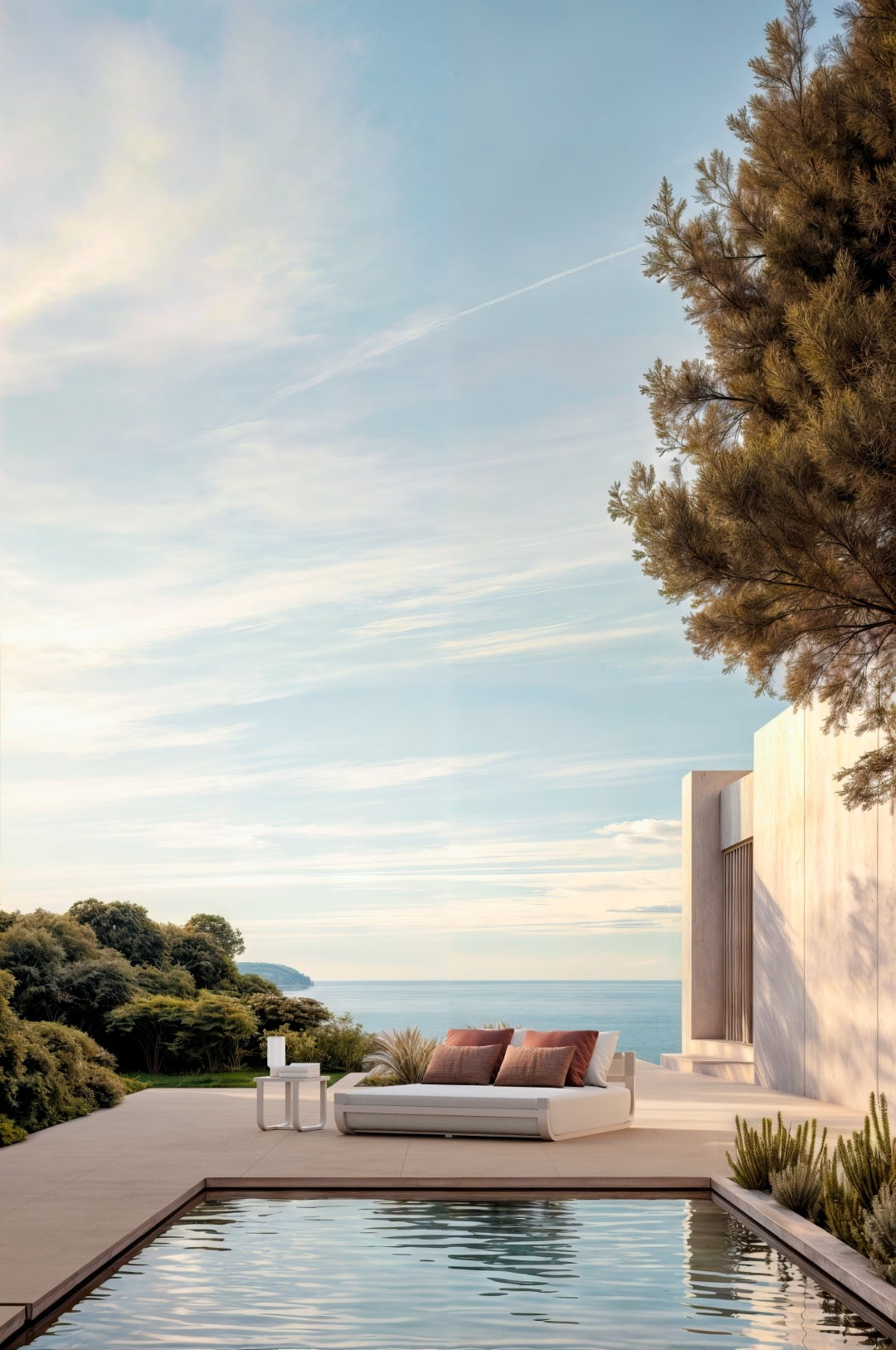Ventus outdoor lounger lifestyle image by SKLD Studio, designed by Belén Burguete